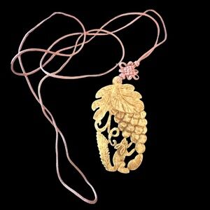 Charming Wood Carved Squirrel Necklace 30”